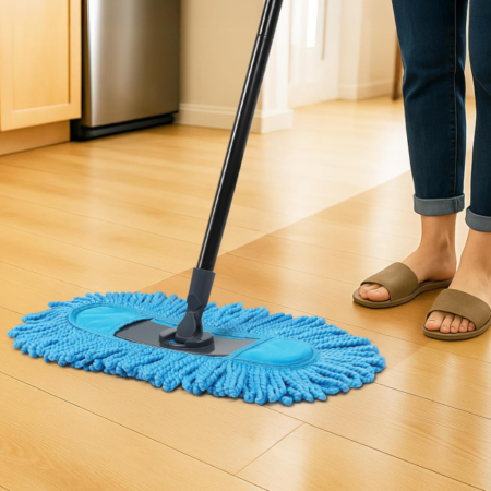 Microfiber Dust Mop with Reusable Pads, Floor Duster Sweeper for Hardwood, Tile and Baseboard Cleaning