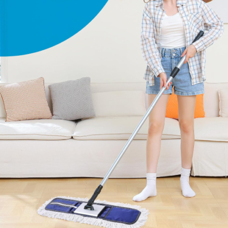 Commercial Heavy Duty Dust Mop with Extendable Handle, Microfiber Floor Sweeper for Home and Large Area Cleaning