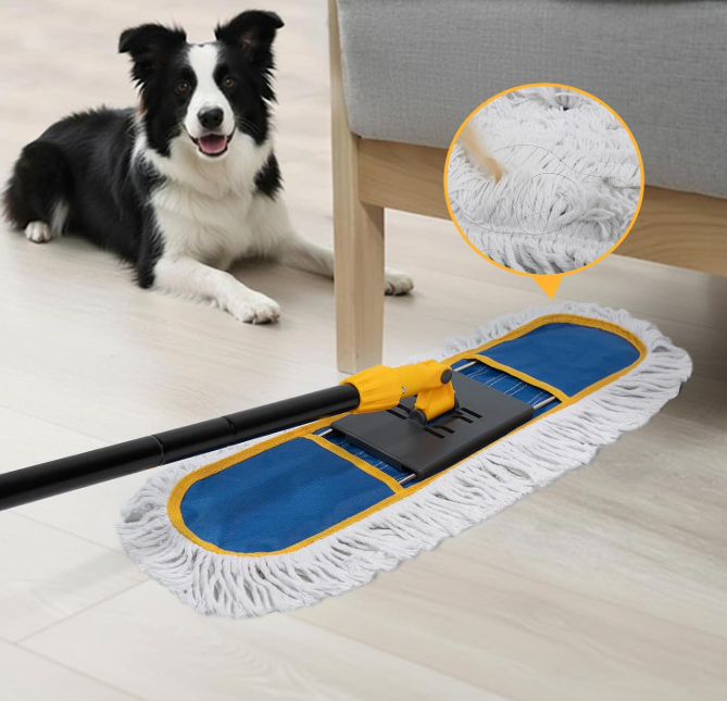 Heavy Duty Dust Mop with Washable Pads, Floor Sweeper for Removing Dust, Pet Hair and Debris on Multiple Surfaces