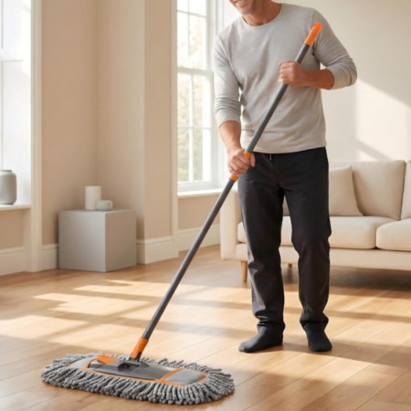 Microfiber Wet and Dry Dust Mop for Floor and Baseboard Cleaning, Household Cleaning Tool for Kitchen and Bathroom