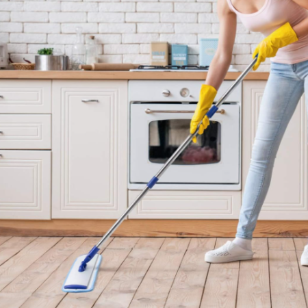 Professional Microfiber Flat Mop System with Washable Pads, Wet and Dry Floor Cleaner for Hardwood and Tile Surfaces