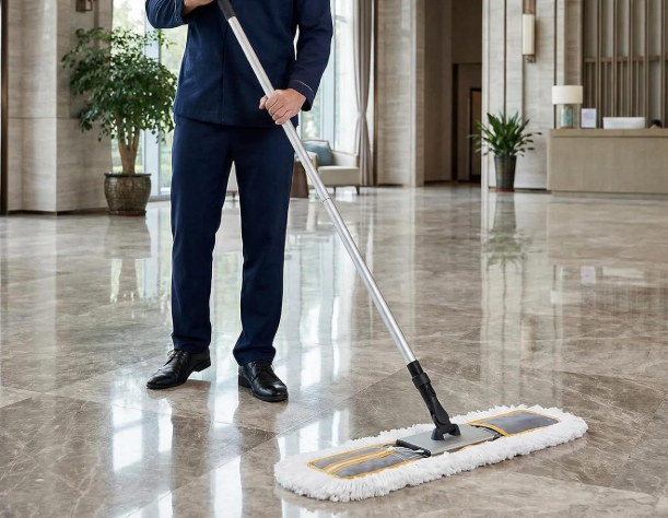 Commercial Heavy Duty Dust Mop with Microfiber Pads, Wet and Dry Floor Sweeper for Home and Business Cleaning