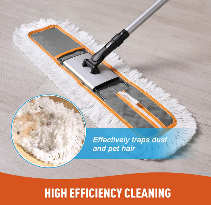 Commercial Heavy Duty Dust Mop with Microfiber Pads, Wet and Dry Floor Sweeper for Home and Business Cleaning - Image 2